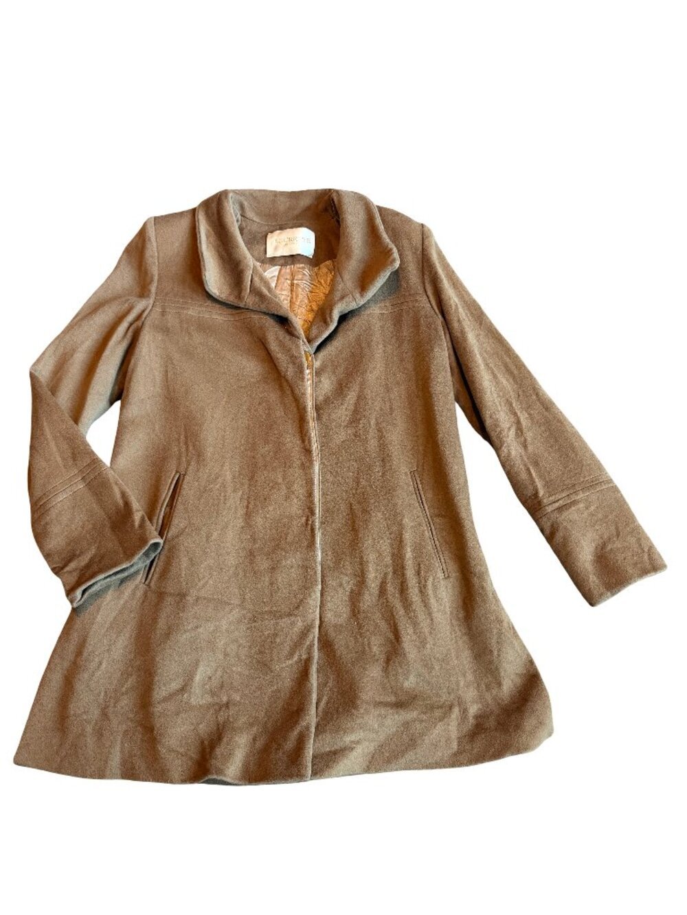 Fleurette Camel Coat Jacket Button-Down Lora Piana Wool Classic Size 4 Women's